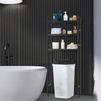 3-Tier Over The Toilet Storage Shelf, Bathroom Rack Organizer Above Toilet, Space Saving Stand, Black,