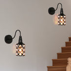 Set of 2 Contemporary Crystal Wall Sconces with Black E26 Base, Plug-in Bedside Mount Fixtures with Sparkling Lampshades for Bedroom, Hallway, and Living Room Decor