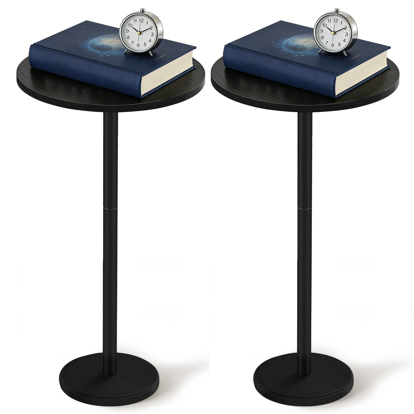 Set of 2 Round Side Tables - Modern Accent End Table with Marble Base for Living Room & Patio