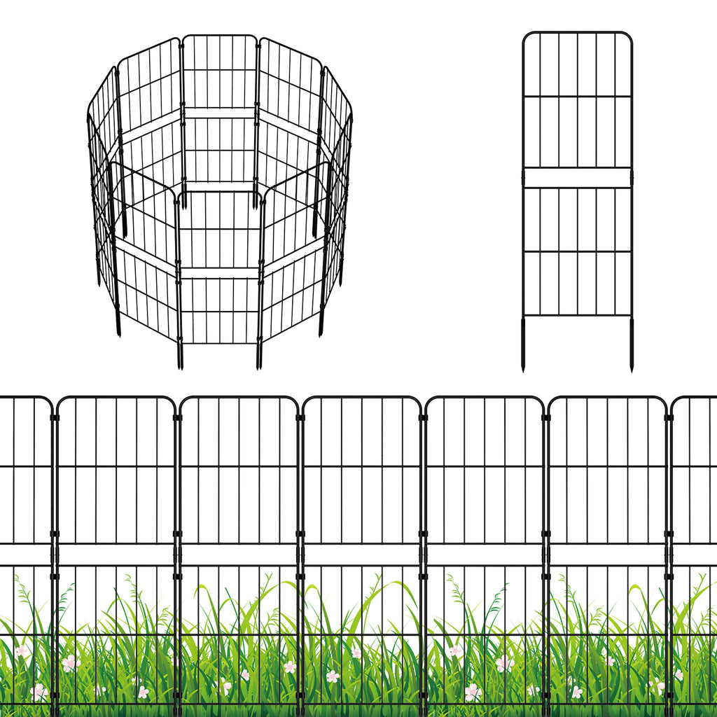 10PCS Decorative Garden Fence with Plastic Stakes Rustproof Metal Animal Barrier