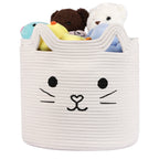 Bear Fox Cat Woven Cotton Rope Baskets, Baby Nursery Laundry Basket with Handle