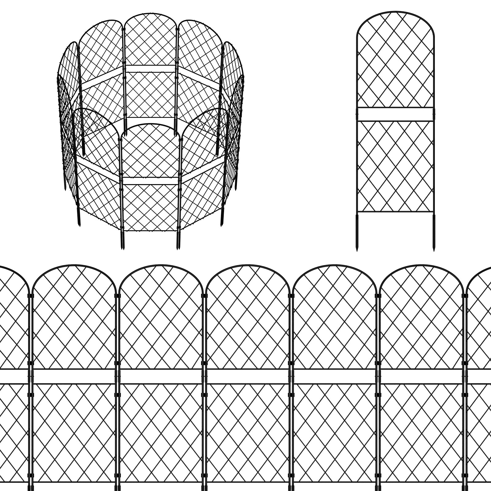 Decorative Garden Fence 10 Pack, 37. 5in(H) x 10ft(L) Animal Barrier Fence, Rustproof Metal Fencing for Yard, Dog Rabbits Wire Section Garden Edging Border for Yard Patio Garden, Arched