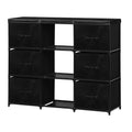 6/8 Drawer Fabric Storage Dresser with Open Middle Shelves, PU Leather Top Chest of Drawers, Modular Metal Frame Vertical Organizer Cabinet, Freestanding Closet Organizer for Bedroom, Entryway, Living Room, Salon