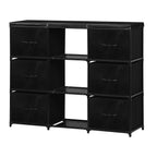 6/8 Drawer Fabric Storage Dresser with Open Middle Shelves, PU Leather Top Chest of Drawers, Modular Metal Frame Vertical Organizer Cabinet, Freestanding Closet Organizer for Bedroom, Entryway, Living Room, Salon