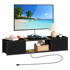 Floating TV Stand with Power Outlets - Wall Mount Entertainment Center for 50" TVs, Black