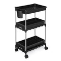 3 Tier Rolling Cart Organizer, Plastic Rolling Cart with Lockable Wheels, Laundry Room Bathroom Organizers and Storage Mobile Shelving Unit for Kitchen Bathroom Living Room Office
