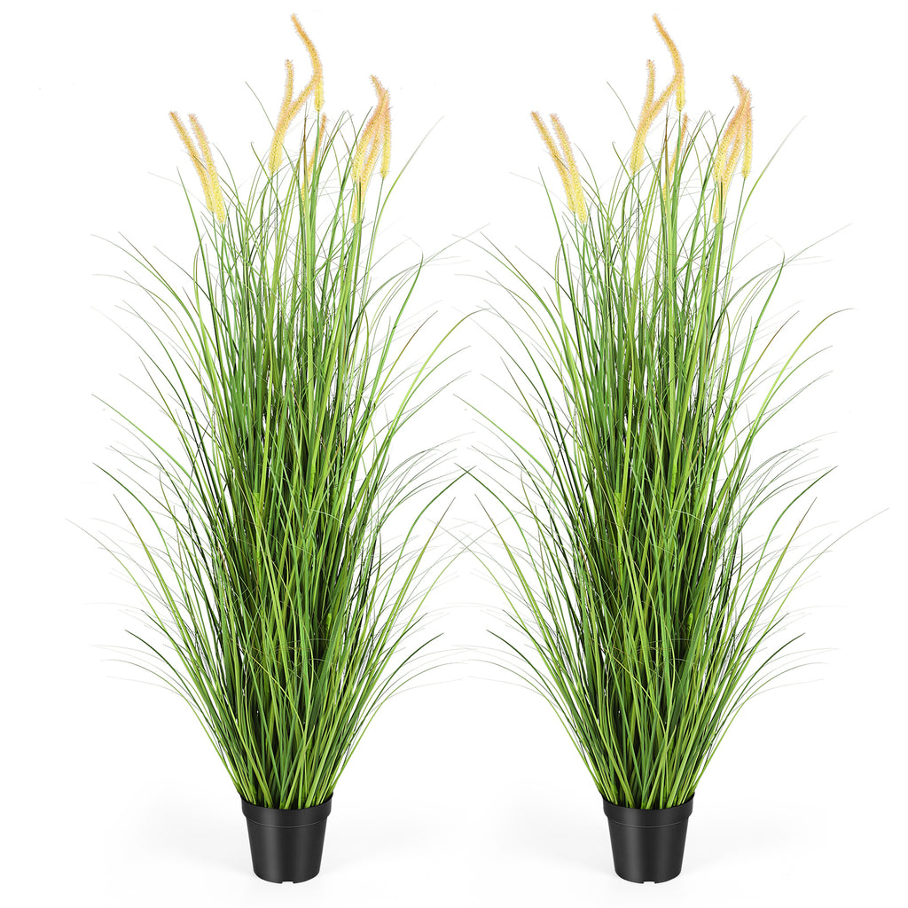 Set of 2 Faux 35-Inch Potted Reed Grass, Artificial Cattail Decorative Plants for Indoor or Outdoor Spaces, Ideal for Home Office Greenery and Special Occasions