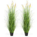 Set of 2 Faux 35-Inch Potted Reed Grass, Artificial Cattail Decorative Plants for Indoor or Outdoor Spaces, Ideal for Home Office Greenery and Special Occasions
