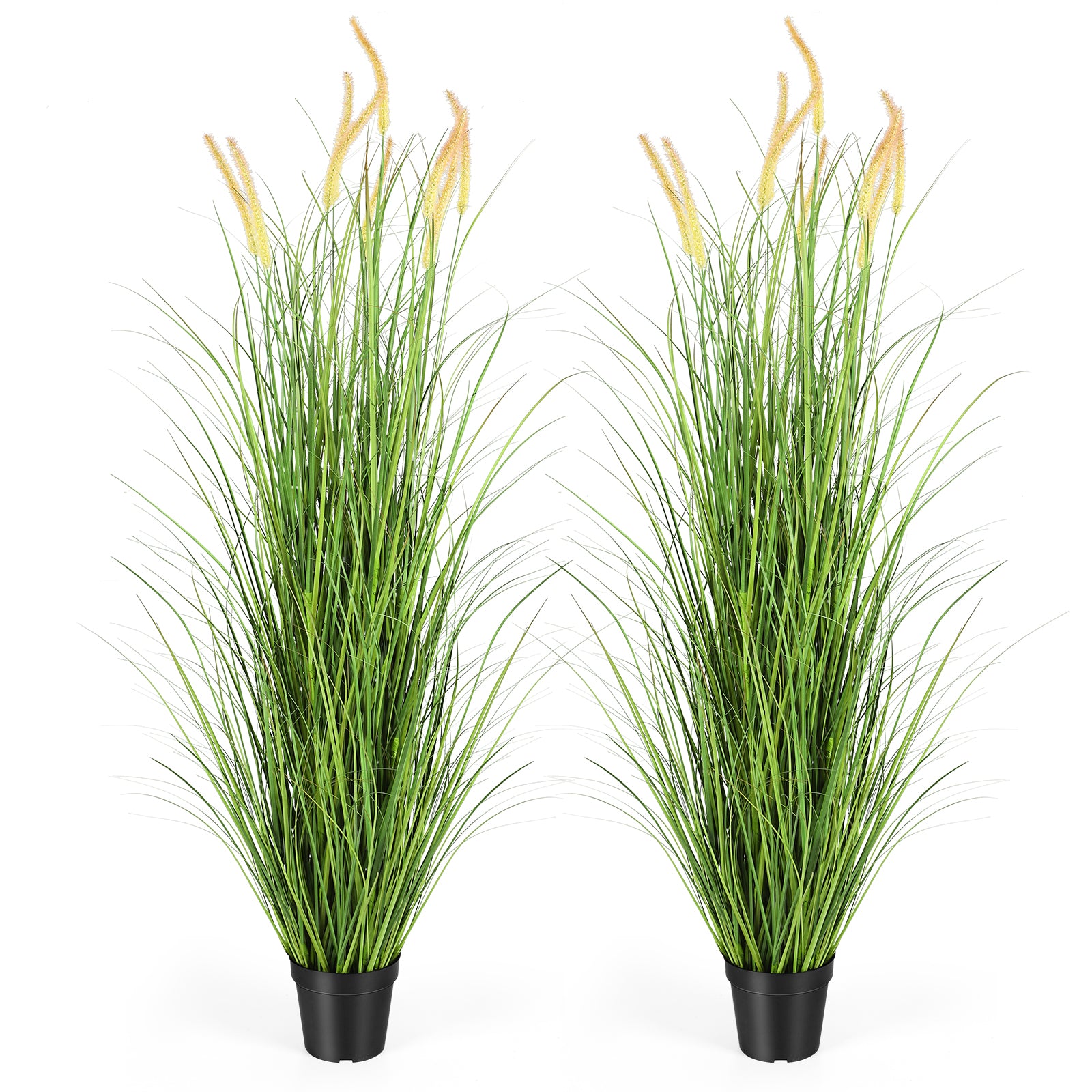 Set of 2 Faux 35-Inch Potted Reed Grass, Artificial Cattail Decorative Plants for Indoor or Outdoor Spaces, Ideal for Home Office Greenery and Special Occasions