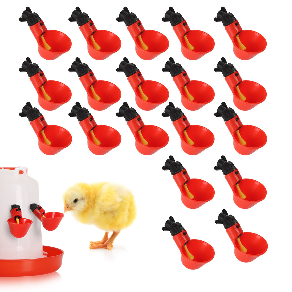 20 Pack Chicken Water Cup, Poultry Waterer, Automatic Chicken Feeder and Waterer, Chicken Water Feeder Suitable for Chicks, Ducks, Geese, Turkeys and Bunny Rabbit