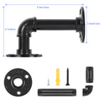 4-Pack Industrial Pipe Shelf Brackets, Cast Iron Elbow Shelving Brackets for DIY Floating Shelves, Heavy Duty Wall Mount Brackets, Black,