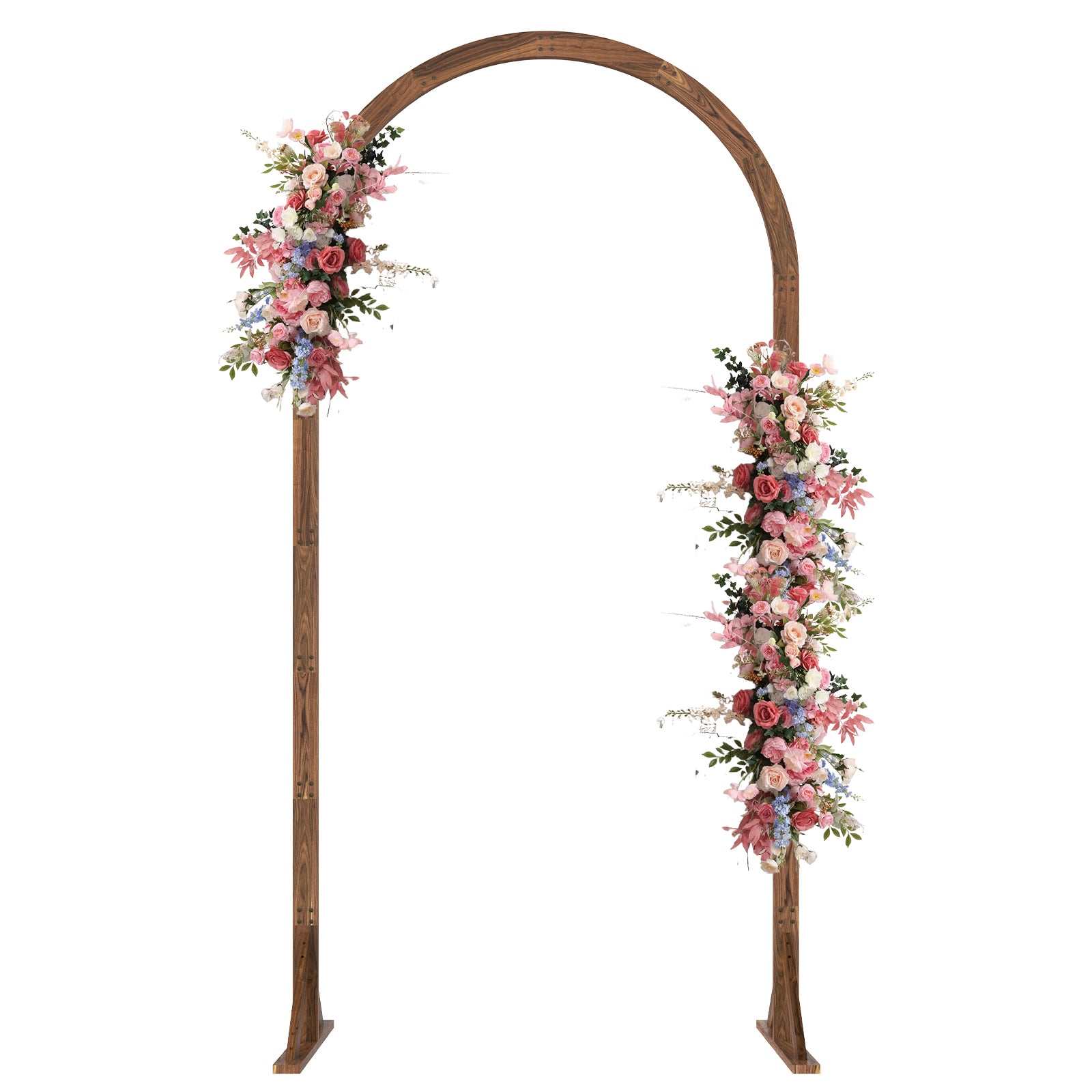 8FT Round Top Wooden Wedding Arch, Rustic Solid Wood Curved Arbor Backdrop Stand, Freestanding Heavy Duty Wooden Arch Frame for Wedding Ceremony, Bridal Shower, Birthday, Proposal, Indoor Outdoor Decor