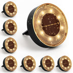 8-Pack Solar Ground Lights, 8 LED Solar In-Ground Disk Lights, IP65 Waterproof Outdoor Landscape Pathway Lights for Lawn, Yard, Patio, Walkway
