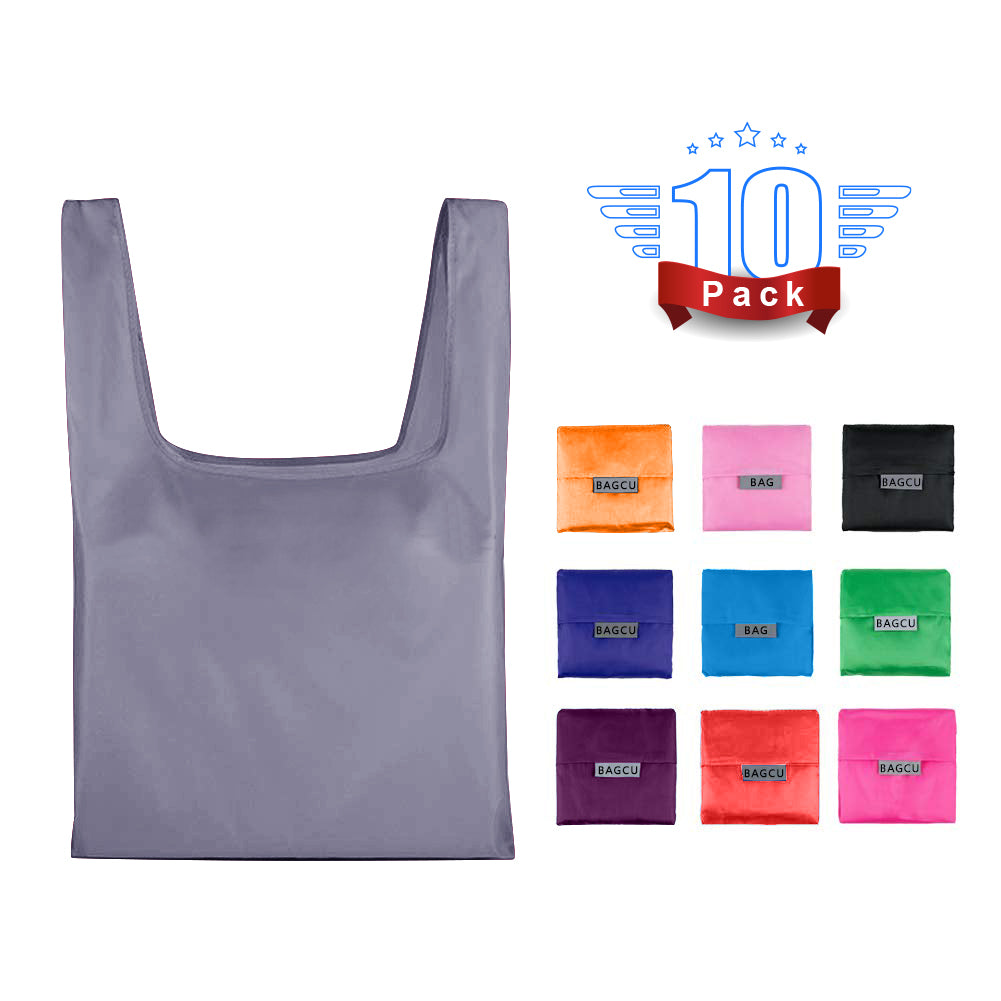10Pcs Foldable Reusable Shopping Bags, 50lbs Heavy Duty Washable Grocery Tote Bags, Multiple Colors Portable Eco Totes for Travel Shopping Picnic