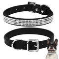 Adjustable Soft PU Leather Pet Collar for Dogs and Cats, Stylish Outdoor Neck Strap for Small to Large Breeds including Pugs and Bulldogs, Black and Pink
