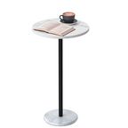 Carrara Luxe Pedestal Side Table | Modern Round Accent Tables with Genuine Marble Base