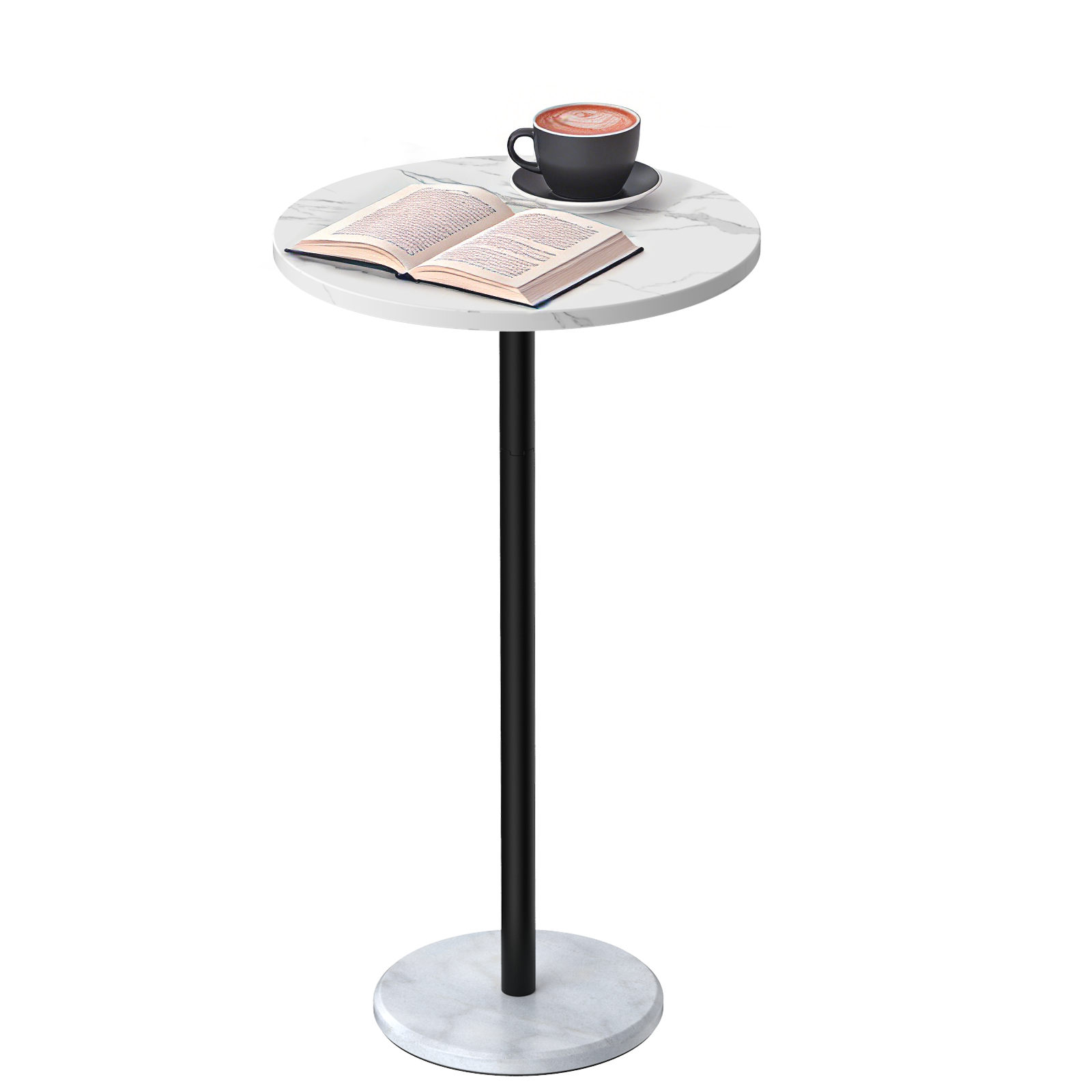 Carrara Luxe Pedestal Side Table | Modern Round Accent Tables with Genuine Marble Base