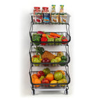 4-Tier Wire Rolling Fruit, Veggie Storage Cart: Space-Saving Sleek Organizer for Kitchen Counter, Pantry (with Wheels for Easy Mobility£©