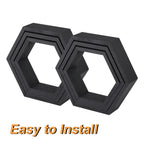 Set of 6 Black Hexagon Floating Shelves - Rustic Wood Honeycomb Wall Mounted Home Decor Storage