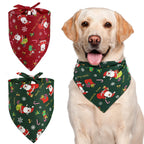 2-Pack Christmas Pet Bandanas - Reversible Cotton Triangle Neckwear for Dogs and Cats - Holiday Costume Accessories