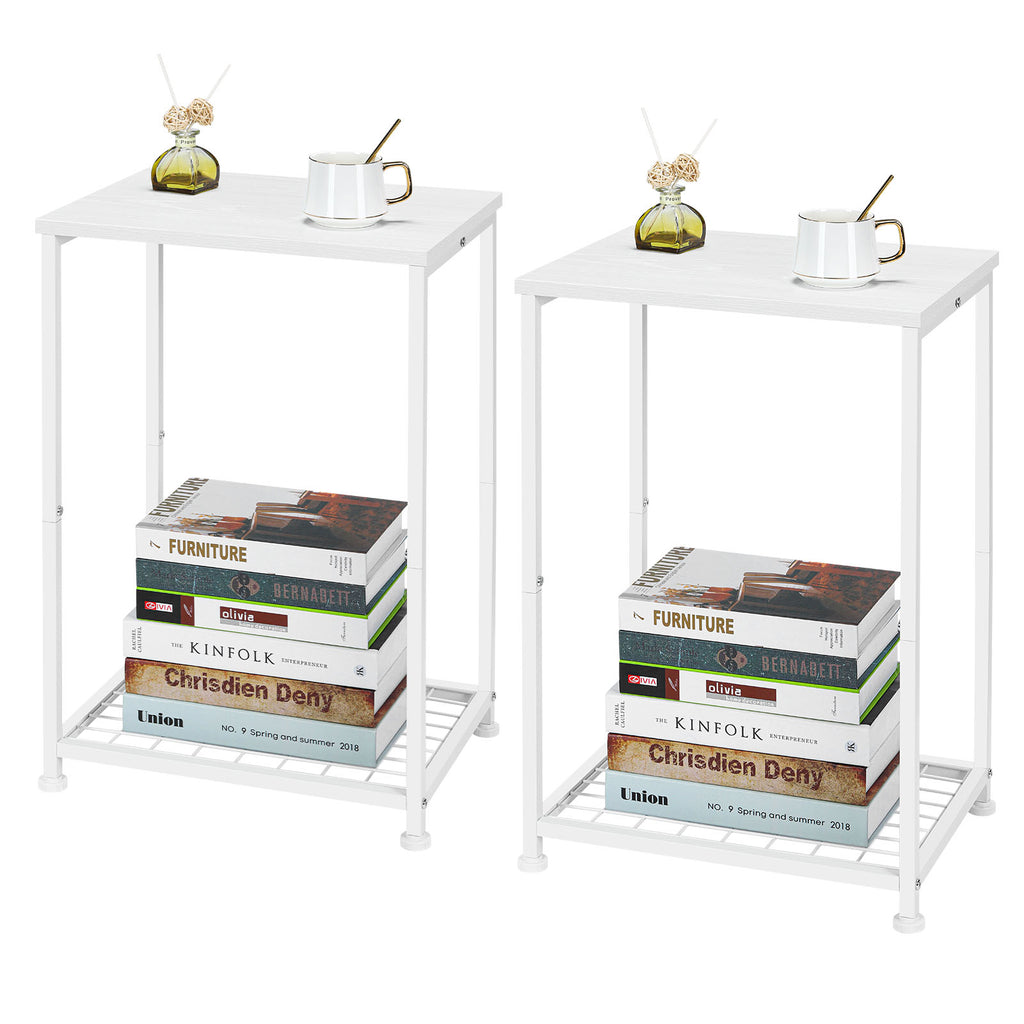 Black Nightstands Set of 2 Side Table Living Room for Small Spaces Narrow Bedside Tables and Small End Table Sets with Open Storage Shelves for Bedroom Guest Room Decor