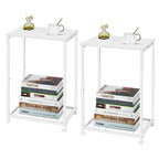 Black Nightstands Set of 2 Side Table Living Room for Small Spaces Narrow Bedside Tables and Small End Table Sets with Open Storage Shelves for Bedroom Guest Room Decor