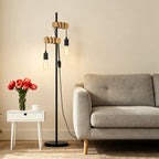 3-Piece Lighting Collection: Includes 66" Industrial Floor Lamp, 3-Light Ceiling Fixture, and Bedside Table Lamp with Dual USB Ports (Bulbs Not Included)