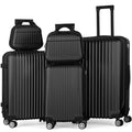5-Piece Luggage Set, Durable Hardshell, Spinner Wheels, Telescoping Handle, Lightweight Suitcase Combo For Women, 12/14/20/24/28inch Suitcase, Black/Brown/Silver/Rose Gold