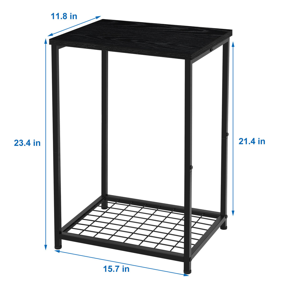 Black Nightstands Set of 2 Side Table Living Room for Small Spaces Narrow Bedside Tables and Small End Table Sets with Open Storage Shelves for Bedroom Guest Room Decor