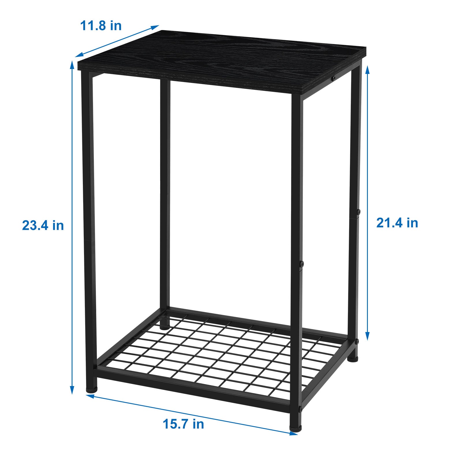 Black Nightstands Set of 2 Side Table Living Room for Small Spaces Narrow Bedside Tables and Small End Table Sets with Open Storage Shelves for Bedroom Guest Room Decor