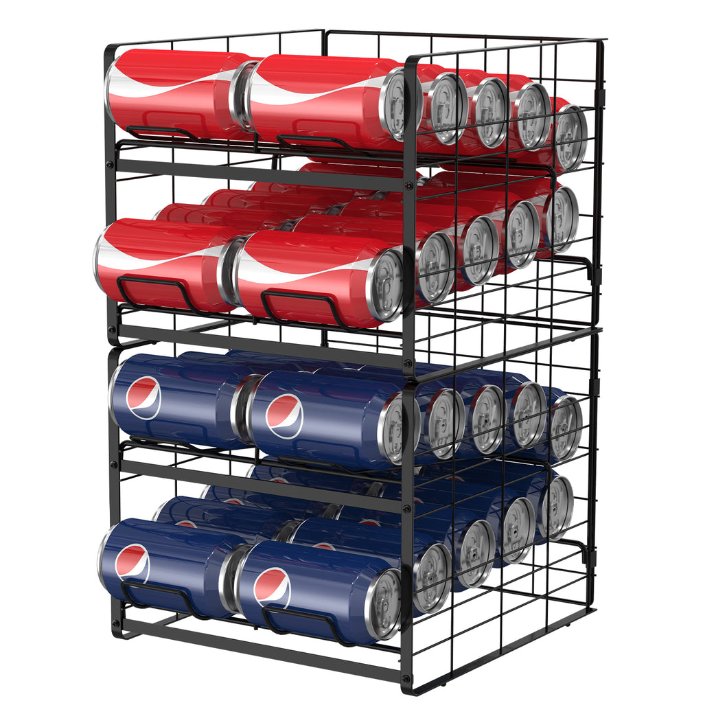 2 Pack Soda Can Organizer Beverage Rack Dispenser Stackable Can Rack Organizer for Pantry Refrigerator Kitchen Cabinets, Dispenser 20 Standard Size 12oz Soda Cans or Canned food