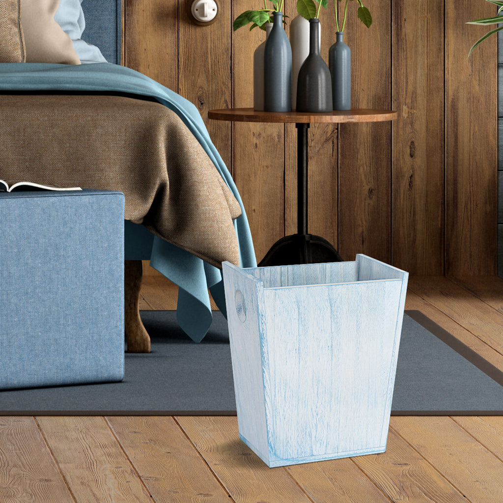 Farmhouse Garbage Can Bathroom Trash Can Wood Waste Bin with Handles Waste Basket for Office Decorative Rectangular Trash Containers Wastebaskets Storage for Living Room Kitchen