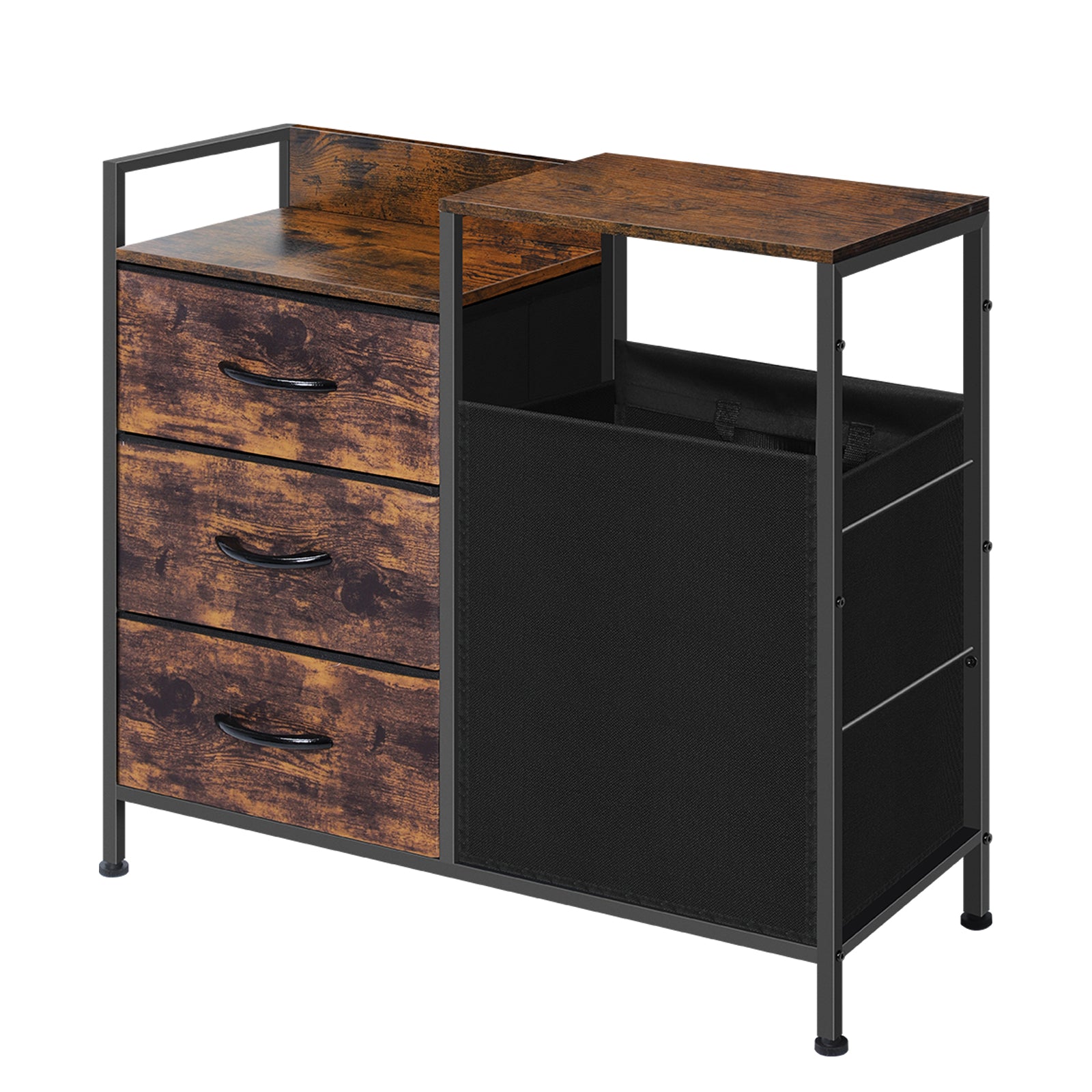 Retro Brown Laundry Sorter with 3-Tier Sliding Folding Storage Baskets - Stylish Organizer for Bathroom, Laundry Room, Toilet, Bedroom, and Living Room - Perfect for Sorting Dirty Laundry and Towels