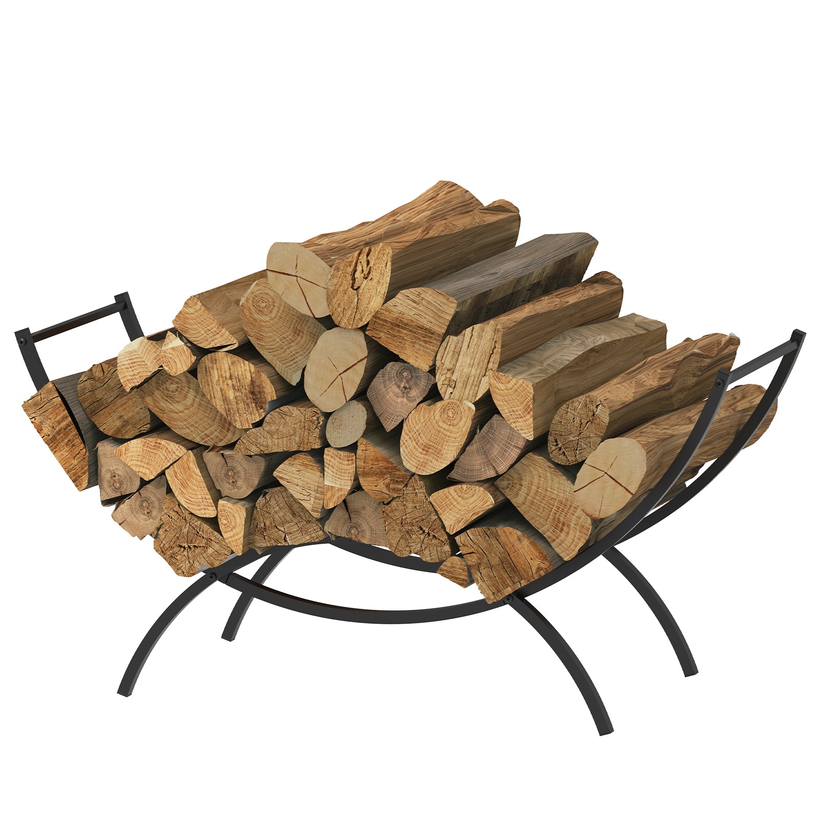 37 Inch Heavy Duty Log Rack for Fireplace Storage, Weather Resistant Metal Wood Stack Holder for Indoor and Outdoor Use