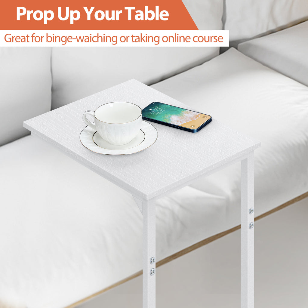 C-Shaped Nesting Side Tables, Set of 2 Slim Under-Sofa End Tables with Metal Frame for Compact Spaces, Portable Snack and Coffee Trays for Living Room
