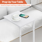 C-Shaped Nesting Side Tables, Set of 2 Slim Under-Sofa End Tables with Metal Frame for Compact Spaces, Portable Snack and Coffee Trays for Living Room