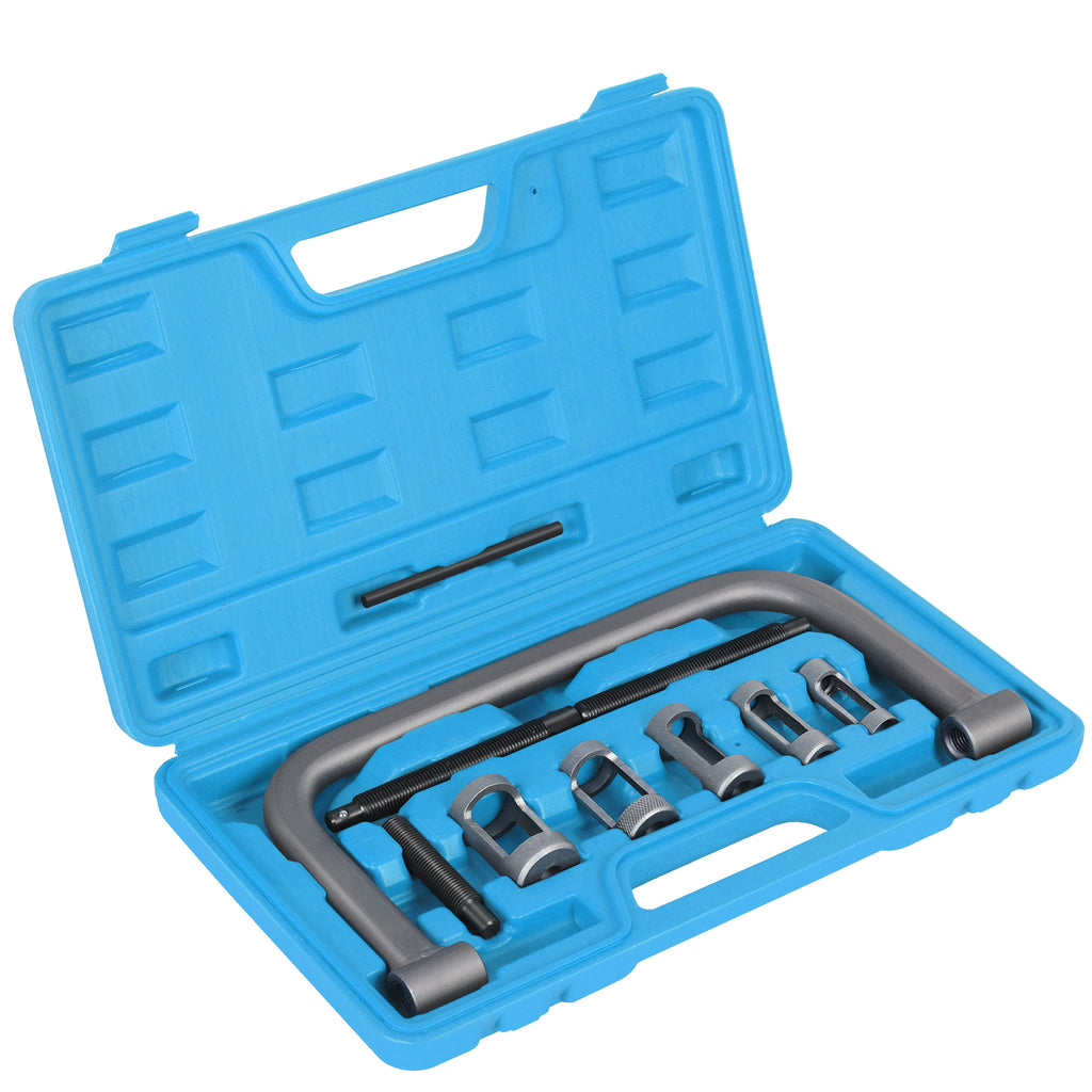 Hollow Valve Spring Compressor, 10pcs Auto Compression C-Clamp Tool Service Kit, Hollow Valve Spring Removal Tool with 5PCS Collet Pusher Adapters, Small Engine Vehicle Equipment