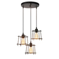 Farmhouse 3-Light Pendant Light Fixtures, Adjustable Industrial Hanging Pendant Lighting for Kitchen Island, Vintage Black Metal Cage Pendant Ceiling Lamp for Dining Room Bedroom