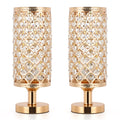 Luxury Gold K9 Crystal Table Lamp, Modern Decorative Nightstand Lamp with Hollow Metal Base for Bedroom