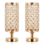Luxury Gold K9 Crystal Table Lamp, Modern Decorative Nightstand Lamp with Hollow Metal Base for Bedroom
