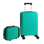 2-Piece PP Hardside Luggage Set - 20 Inch Carry On Suitcase + 14 Inch Cosmetic Case with Spinner Wheels & Lock (Black)