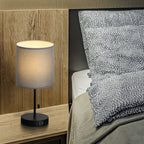 Set of 2 Modern Table Lamps with Dual USB Charging Ports, Gray Linen Shade Bedside Lamps for Bedroom, Living Room, Office
