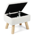 Cozy BouclÃ© Storage Ottoman | Chic Teddy Velvet Footstool with Natural Wood Legs
