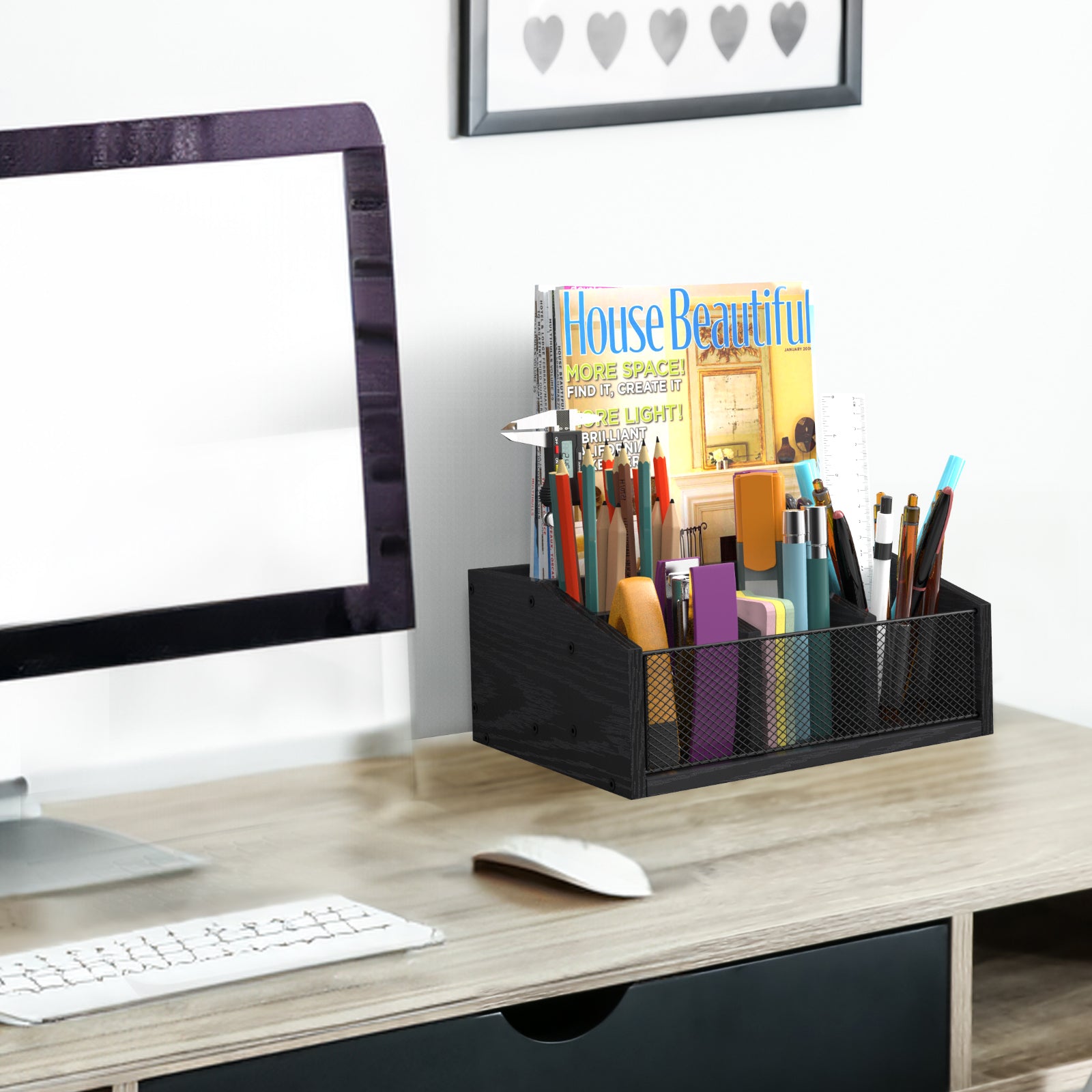 Countertop Coffee Station Organizer - 5-Compartment Coffee Bar Accessory Box for Pods & Condiments,