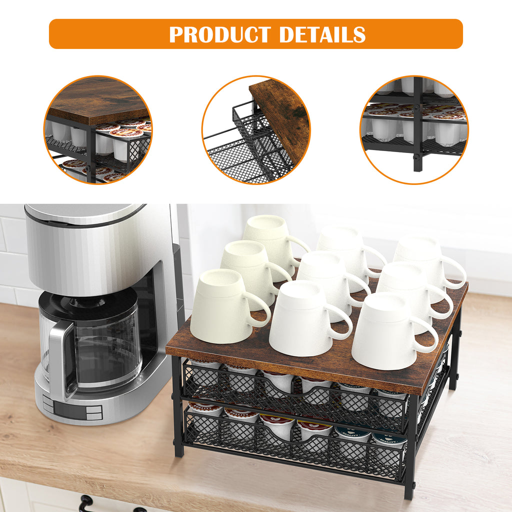 Urban Brew 72-Pod Coffee Drawer | Dual-Layer Sliding Organizer for K-Cups