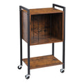Record holder with vinyl record storage, grey turntable stand with charging station, record player stand with removable wheels