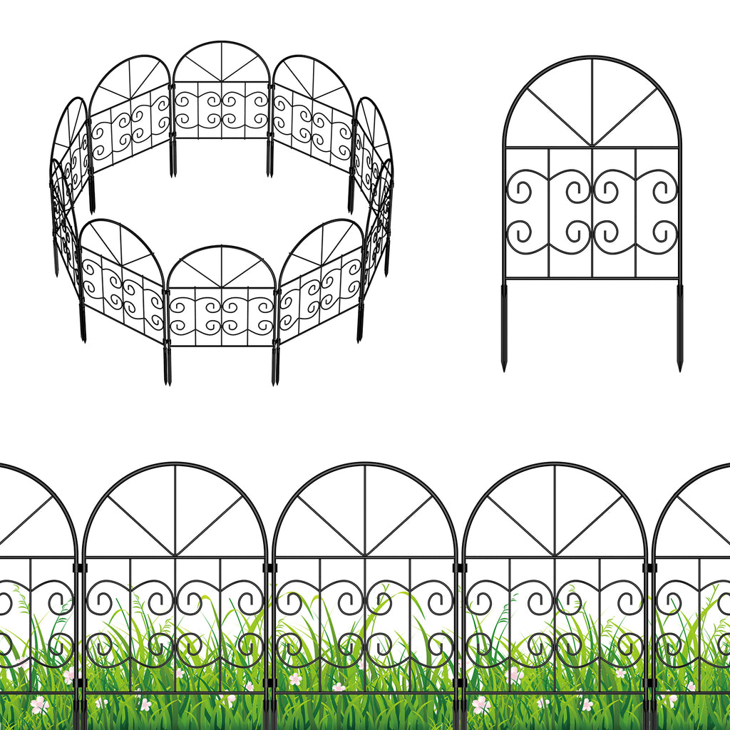 10/30 PCS Decorative Garden Fence, 22in x 10ft/30ft Animal Barrier Fence Rustproof Metal