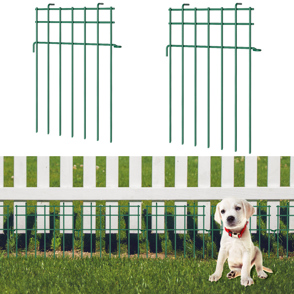 25 Pack Garden Animal Barrier Fence, 17in(H) x 27ft(L) Decorative Garden Ground Stakes Fence, Rustproof Metal Fencing for Yard, Dog Rabbits Wire Section Garde
