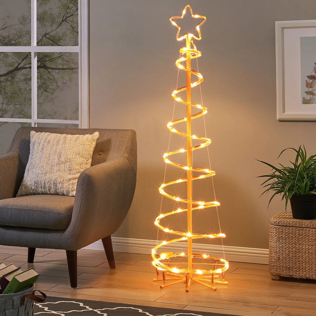2-Pack Spiral Christmas Tree Lights with Star Topper - Collapsible LED Cone Trees for Indoor/Outdoor