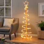 2-Pack Spiral Christmas Tree Lights with Star Topper - Collapsible LED Cone Trees for Indoor/Outdoor